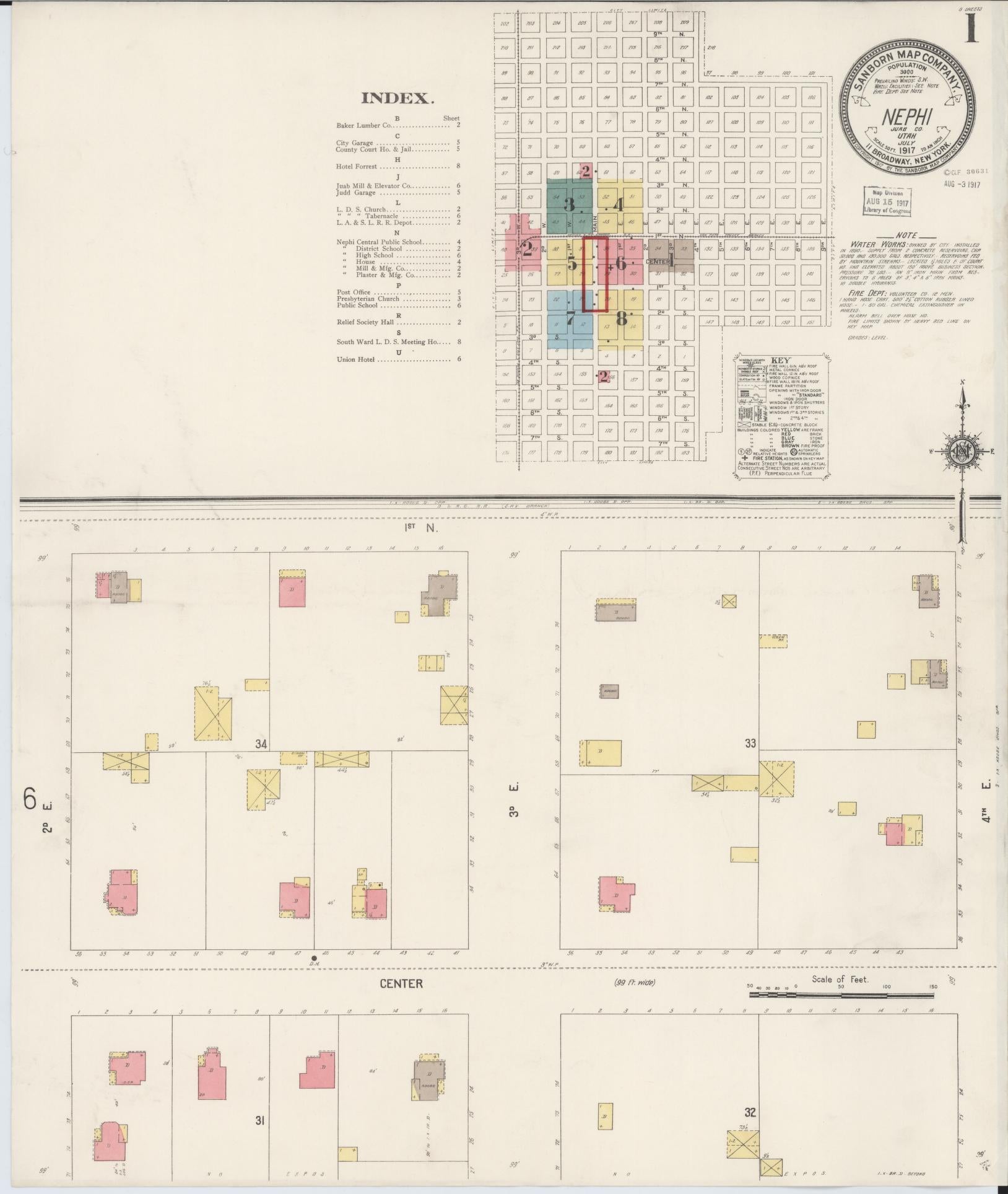 Sanborn Fire Insurance Map from Nephi, Juab County, Utah. (1917) – Historic Sanborn Fire Insurance Map Print