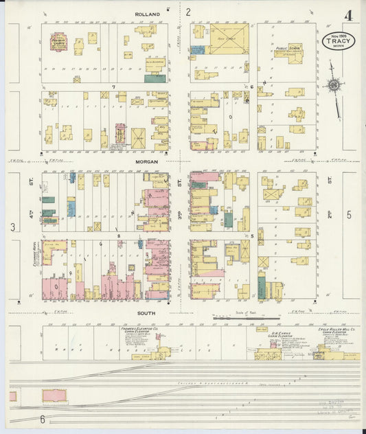 Sanborn Fire Insurance Map from Tracy, Lyon County, Minnesota (1909), Sheet #0004 - Historic Sanborn Fire Insurance Map Print, vintage old map wall art, antique decor, genealogy gift, Minnesota Minnesota map