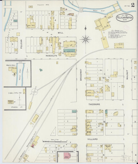Sanborn Fire Insurance Map from Pelican Rapids, Otter Tail County, Minnesota (1894), Sheet #0002 - Historic Sanborn Fire Insurance Map Print, vintage old map wall art, antique decor, genealogy gift, Minnesota Minnesota map