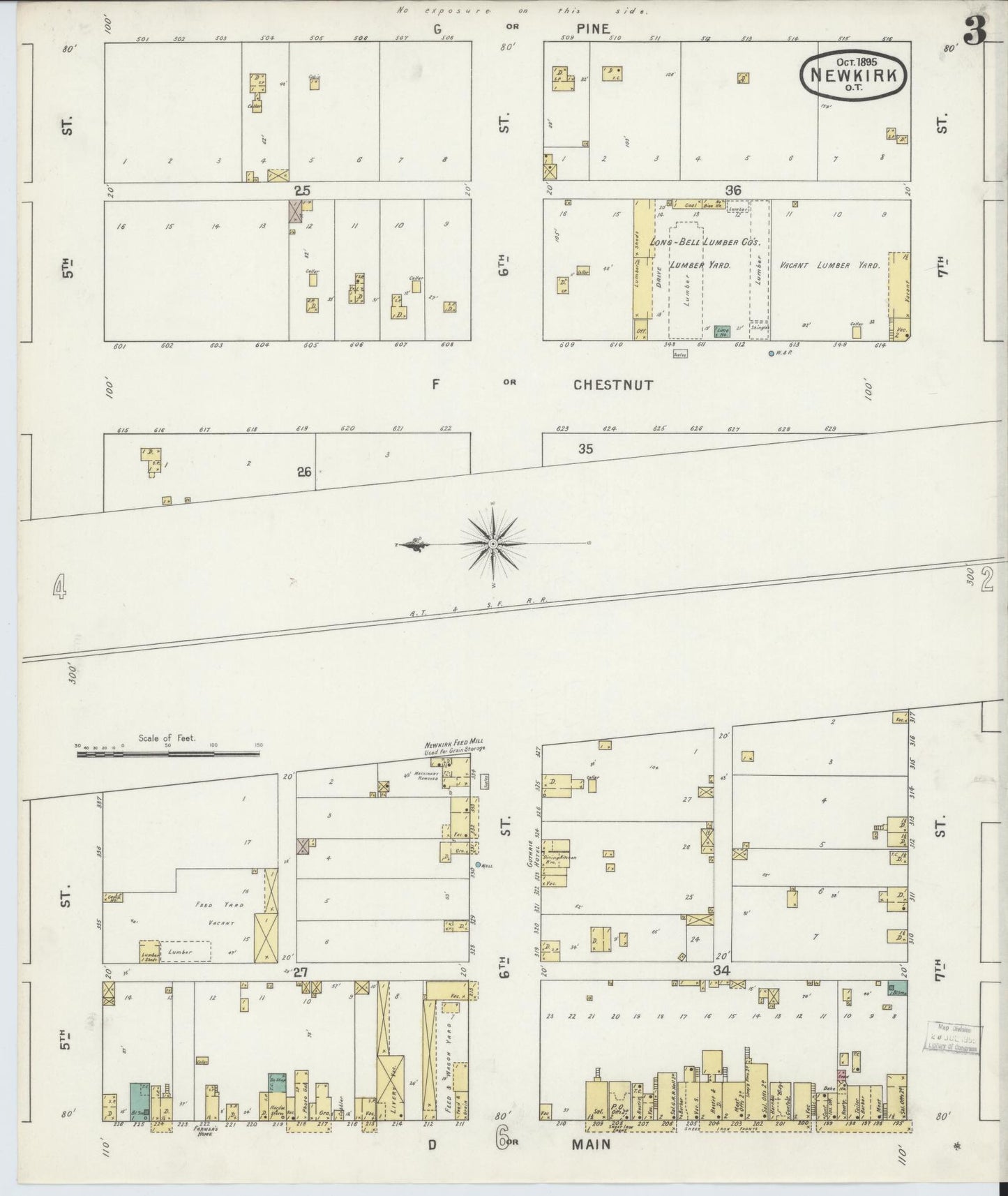 Sanborn Fire Insurance Map from Newkirk, Kay County, Oklahoma (1895), Sheet #0003 - Complete Map Set gallery image, historic Sanborn map, vintage wall art, Oklahoma Oklahoma