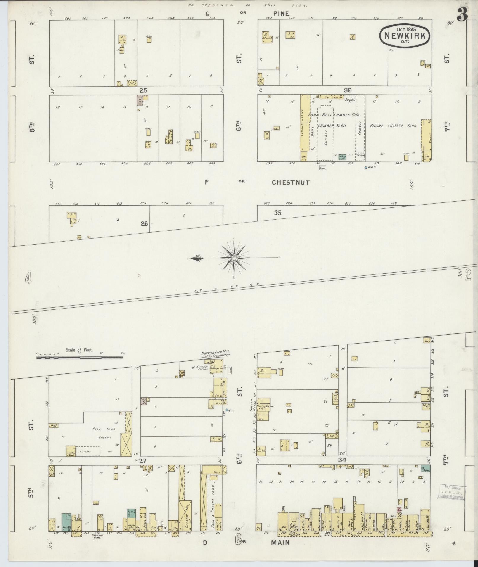 Sanborn Fire Insurance Map from Newkirk, Kay County, Oklahoma (1895), Sheet #0003 - Complete Map Set gallery image, historic Sanborn map, vintage wall art, Oklahoma Oklahoma