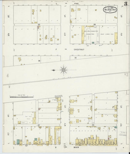 Sanborn Fire Insurance Map from Newkirk, Kay County, Oklahoma (1895), Sheet #0003 - Complete Map Set gallery image, historic Sanborn map, vintage wall art, Oklahoma Oklahoma