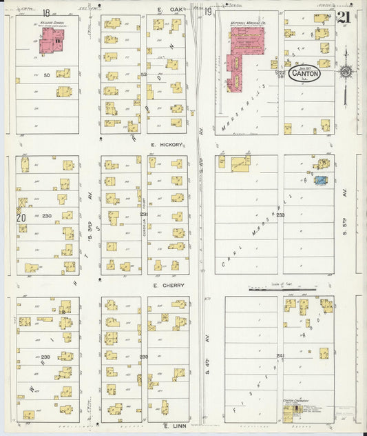 Sanborn Fire Insurance Map from Canton, Fulton County, Illinois (1917), Sheet #0021 - Historic Sanborn Fire Insurance Map Print, vintage old map wall art, antique decor, genealogy gift, Illinois Illinois map