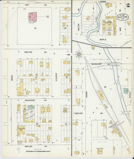 Sanborn Fire Insurance Map from Sutton, Clay County, Nebraska (1902), Sheet #0002 - Historic Sanborn Fire Insurance Map Print, vintage old map wall art, antique decor, genealogy gift, Nebraska Nebraska map