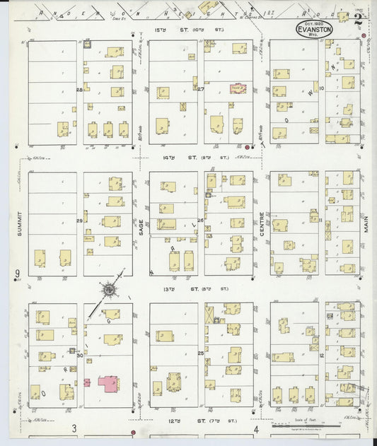 Sanborn Fire Insurance Map from Evanston, Uinta County, Wyoming (1920), Sheet #0002 - Historic Sanborn Fire Insurance Map Print, vintage old map wall art, antique decor, genealogy gift, Wyoming Wyoming map