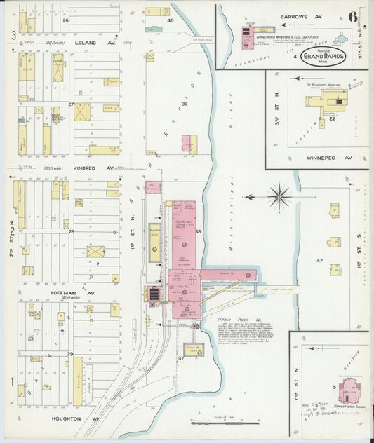 Sanborn Fire Insurance Map from Grand Rapids, Itasca County, Minnesota (1908), Sheet #0006 - Historic Sanborn Fire Insurance Map Print, vintage old map wall art, antique decor, genealogy gift, Minnesota Minnesota map