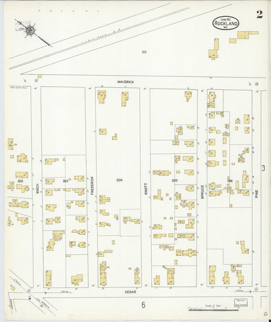 Sanborn Fire Insurance Map from Rockland, Knox County, Maine (1912), Sheet #0002 - Historic Sanborn Fire Insurance Map Print, vintage old map wall art, antique decor, genealogy gift, Maine Maine map