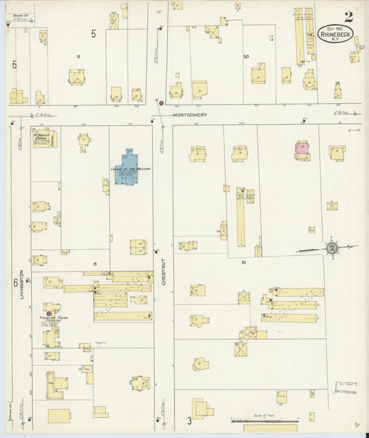 Sanborn Fire Insurance Map from Rhinebeck, Dutchess County, New York (1912), Sheet #0002 - Historic Sanborn Fire Insurance Map Print, vintage old map wall art, antique decor, genealogy gift, New York New York map