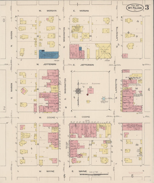 Sanborn Fire Insurance Map from Mount Pulaski, Logan County, Illinois (1922), Sheet #0003 - Historic Sanborn Fire Insurance Map Print, vintage old map wall art, antique decor, genealogy gift, Illinois Illinois map