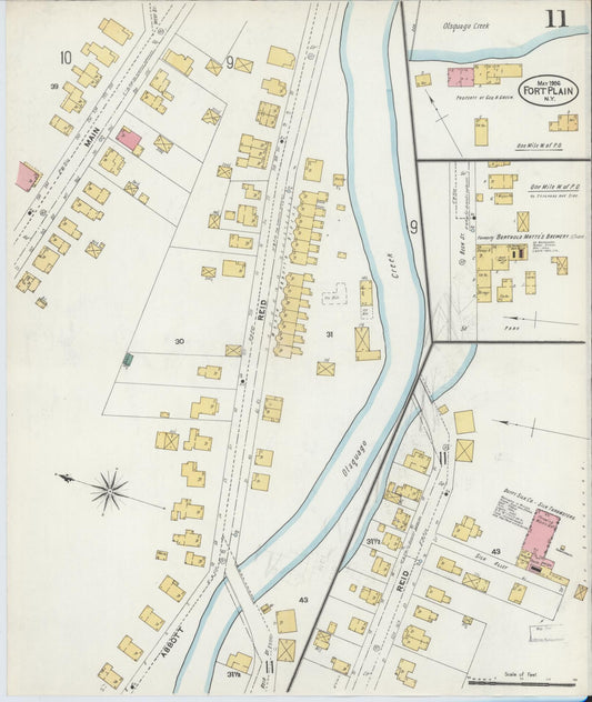 Sanborn Fire Insurance Map from Fort Plain, Montgomery County, New York (1906), Sheet #0011 - Historic Sanborn Fire Insurance Map Print, vintage old map wall art, antique decor, genealogy gift, New York New York map