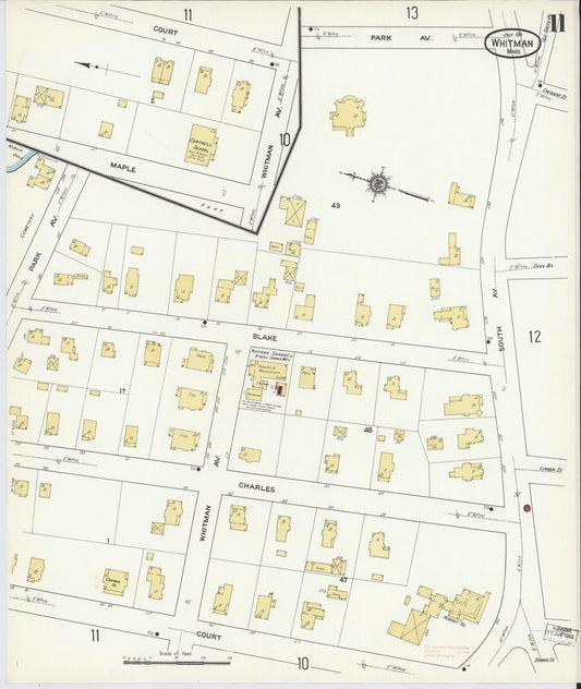 Sanborn Fire Insurance Map from Whitman, Plymouth County, Massachusetts (1911), Sheet #0011 - Historic Sanborn Fire Insurance Map Print, vintage old map wall art, antique decor, genealogy gift, Massachusetts Massachusetts map
