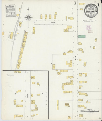 Sanborn Fire Insurance Map from Bridgewater, Aroostook County, Maine (1906), Sheet #0001 - Complete Map Set gallery image, historic Sanborn map, vintage wall art, Maine Maine