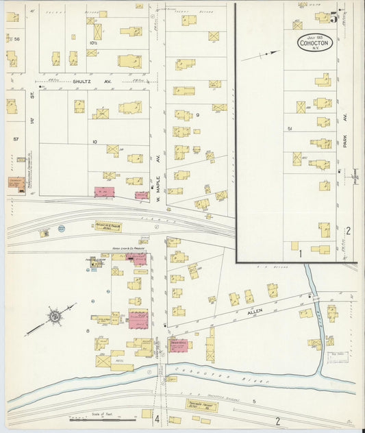 Sanborn Fire Insurance Map from Cohocton, Steuben County, New York (1913), Sheet #0005 - Historic Sanborn Fire Insurance Map Print, vintage old map wall art, antique decor, genealogy gift, New York New York map