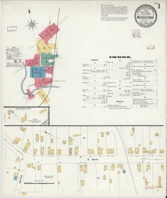 Sanborn Fire Insurance Map from Woodstown, Salem County, New Jersey. (1909) – Historic Sanborn Fire Insurance Map Print