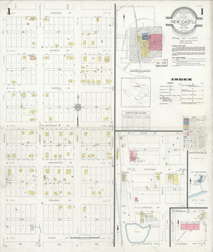 Sanborn Fire Insurance Map from Newcastle, Young County, Texas (1933), Sheet #0001 - Historic Sanborn Fire Insurance Map Print, vintage old map wall art, antique decor, genealogy gift, Texas Texas map