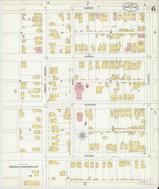 Sanborn Fire Insurance Map from Nanticoke, Luzerne County, Pennsylvania (1903), Sheet #0006 - Historic Sanborn Fire Insurance Map Print, vintage old map wall art, antique decor, genealogy gift, Pennsylvania Pennsylvania map