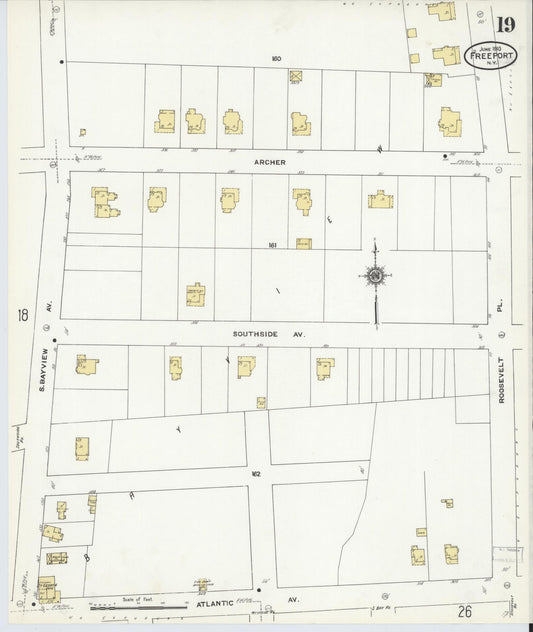 Sanborn Fire Insurance Map from Freeport, Nassau County, New York (1910), Sheet #0019 - Historic Sanborn Fire Insurance Map Print, vintage old map wall art, antique decor, genealogy gift, New York New York map