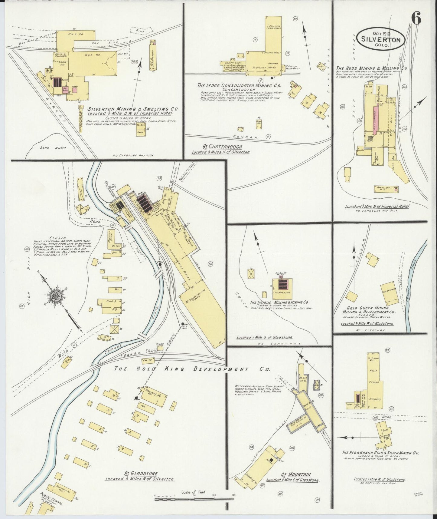 Sanborn Fire Insurance Map from Silverton, San Juan County, Colorado (1910), Sheet #0006 - Complete Map Set gallery image, historic Sanborn map, vintage wall art, Colorado Colorado