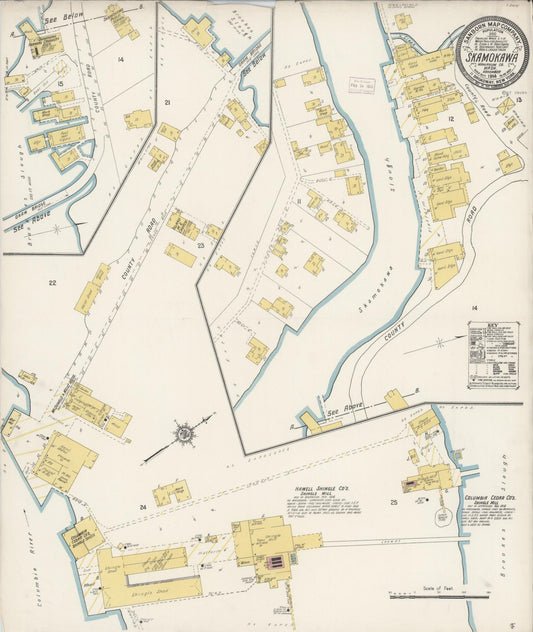Sanborn Fire Insurance Map from Skamokawa, Wahkiakum County, Washington (1914), Sheet #0001 - Historic Sanborn Fire Insurance Map Print, vintage old map wall art, antique decor, genealogy gift, Washington Washington map