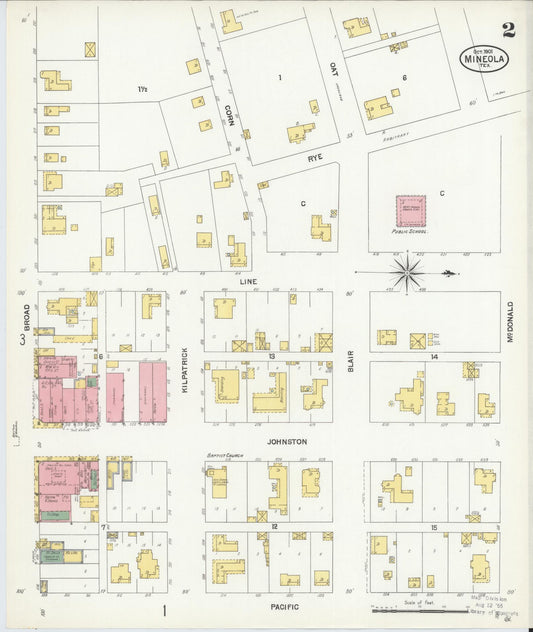 Sanborn Fire Insurance Map from Mineola, Wood County, Texas (1901), Sheet #0002 - Historic Sanborn Fire Insurance Map Print, vintage old map wall art, antique decor, genealogy gift, Texas Texas map