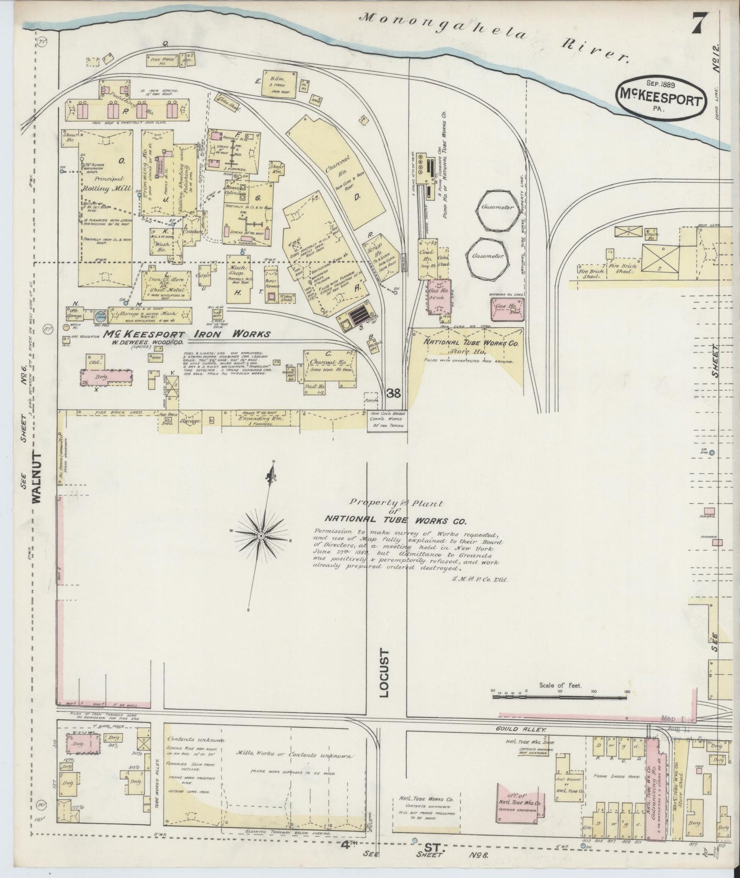 Sanborn Fire Insurance Map from McKeesport, Allegheny County, Pennsylvania (1889), Sheet #0007 - Complete Map Set gallery image, historic Sanborn map, vintage wall art, Pennsylvania Pennsylvania