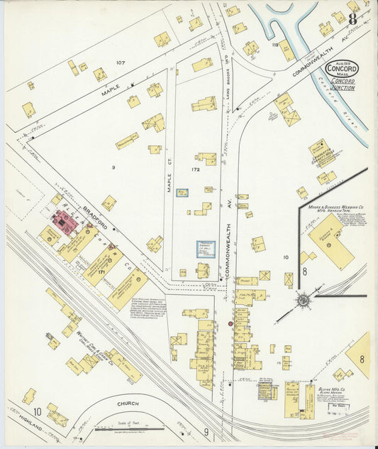 Sanborn Fire Insurance Map from Concord, Middlesex County, Massachusetts (1918), Sheet #0008 - Historic Sanborn Fire Insurance Map Print, vintage old map wall art, antique decor, genealogy gift, Massachusetts Massachusetts map
