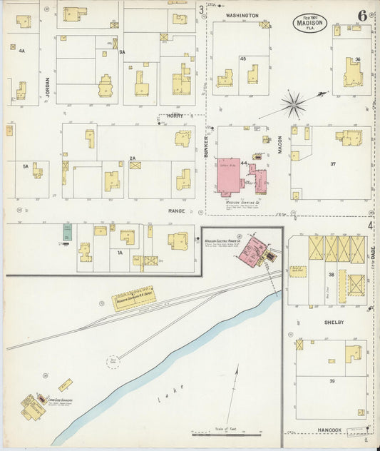 Sanborn Fire Insurance Map from Madison, Madison County, Florida (1903), Sheet #0006 - Historic Sanborn Fire Insurance Map Print, vintage old map wall art, antique decor, genealogy gift, Florida Florida map