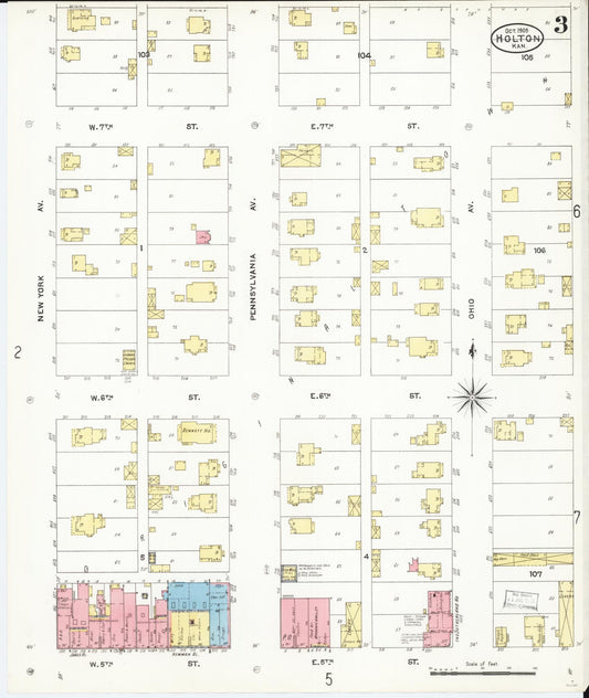Sanborn Fire Insurance Map from Holton, Jackson County, Kansas (1905), Sheet #0003 - Historic Sanborn Fire Insurance Map Print, vintage old map wall art, antique decor, genealogy gift, Kansas Kansas map