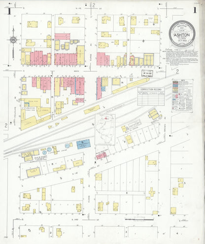 Sanborn Fire Insurance Map from Ashton, Lee County, Illinois (1932), Sheet #0001 - Complete Map Set gallery image, historic Sanborn map, vintage wall art, Illinois Illinois