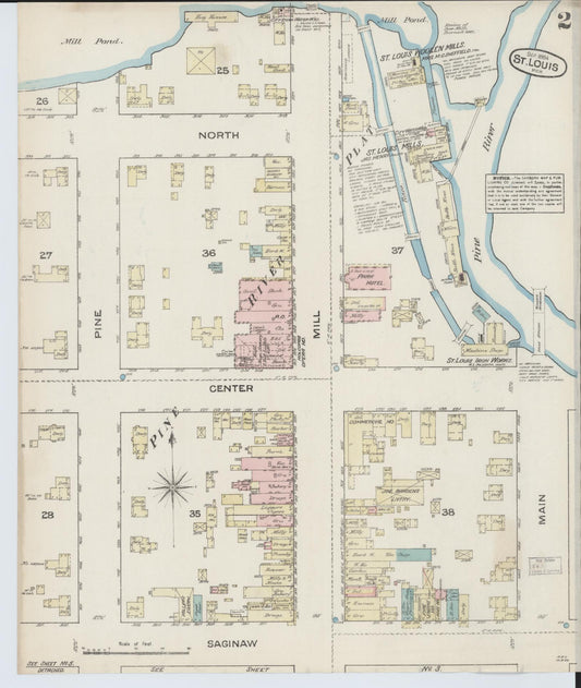 Sanborn Fire Insurance Map from Saint Louis, Gratiot County, Michigan (1884), Sheet #0002 - Historic Sanborn Fire Insurance Map Print, vintage old map wall art, antique decor, genealogy gift, Michigan Michigan map