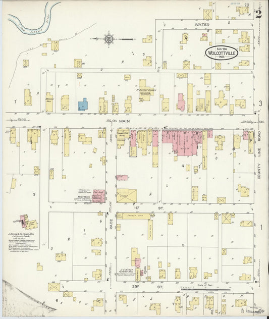Sanborn Fire Insurance Map from Wolcottville, Noble And LaGrange Counties, Indiana (1914), Sheet #0002 - Historic Sanborn Fire Insurance Map Print, vintage old map wall art, antique decor, genealogy gift, Indiana Indiana map