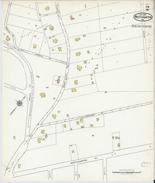 Sanborn Fire Insurance Map from Westhampton, Henrico County, Virginia (1921), Sheet #0002 - Historic Sanborn Fire Insurance Map Print, vintage old map wall art, antique decor, genealogy gift, Virginia Virginia map