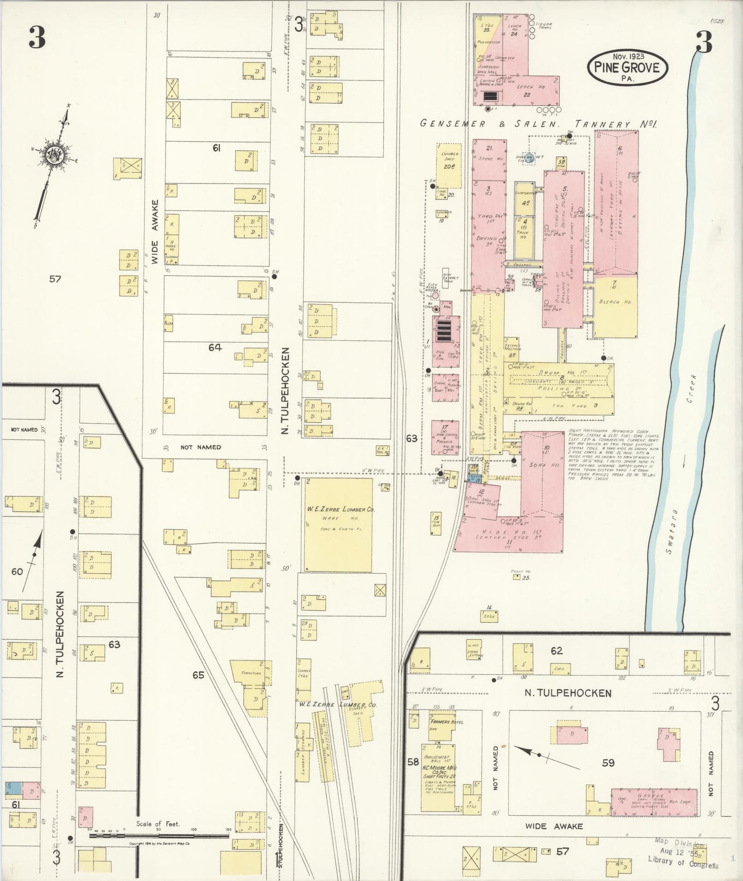 Sanborn Fire Insurance Map from Pine Grove, Schuylkill County, Pennsylvania (1923), Sheet #0003 - Complete Map Set gallery image, historic Sanborn map, vintage wall art, Pennsylvania Pennsylvania