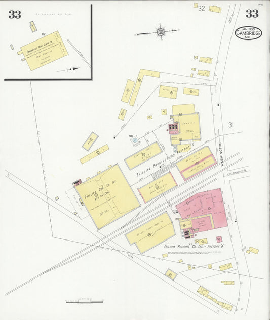 Dorchester, Maryland - 1930 - Sanborn Fire Insurance Map, Sheet #0033 - Historic Sanborn Fire Insurance Map Print, Dorchester Maryland 1930 0033 vintage old map wall art