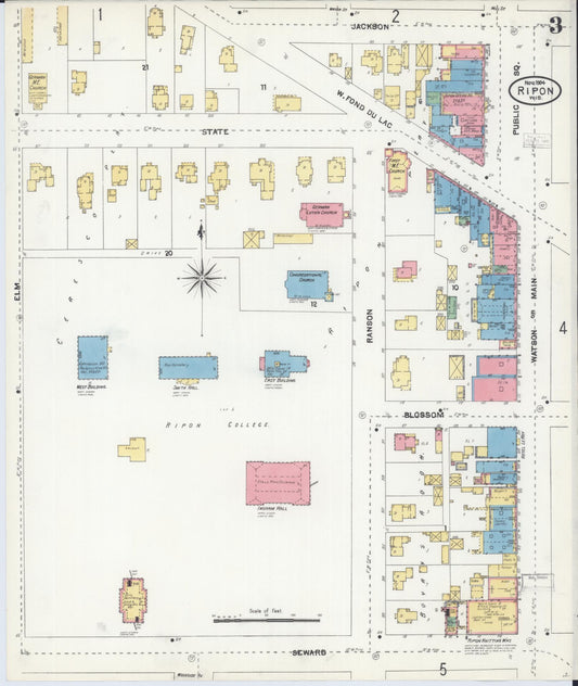 Sanborn Fire Insurance Map from Ripon, Fond du Lac County, Wisconsin (1904), Sheet #0003 - Historic Sanborn Fire Insurance Map Print, vintage old map wall art, antique decor, genealogy gift, Wisconsin Wisconsin map