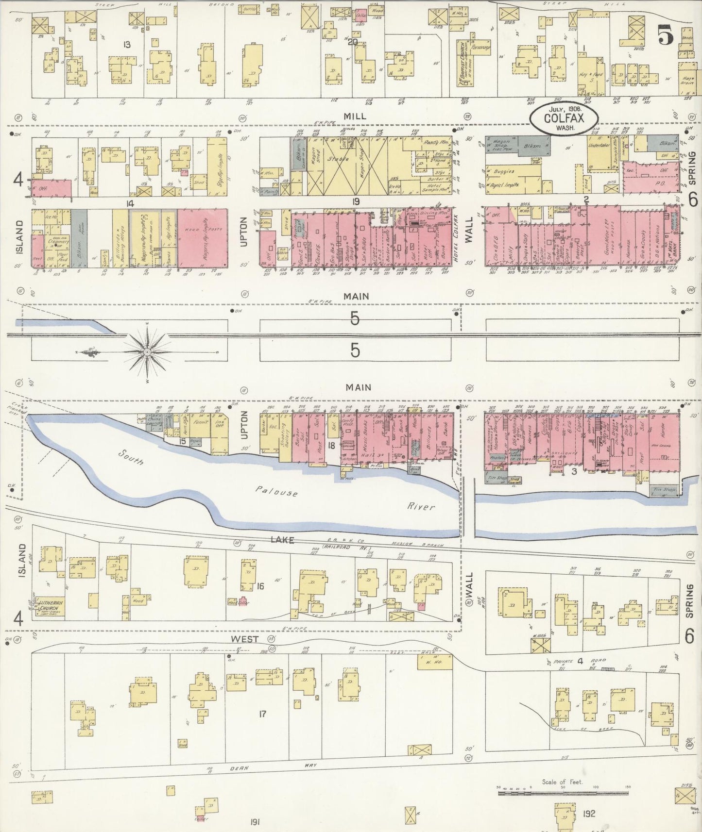 Sanborn Fire Insurance Map from Colfax, Whitman County, Washington (1908), Sheet #0005 - Complete Map Set gallery image, historic Sanborn map, vintage wall art, Washington Washington