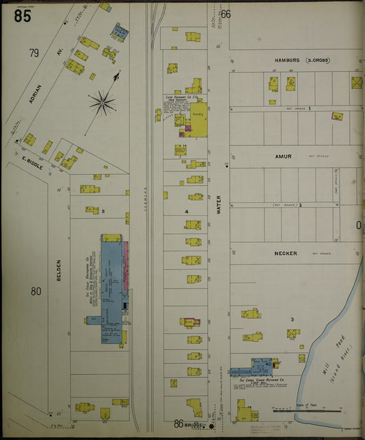Sanborn Fire Insurance Map from Jackson, Jackson County, Michigan (1907), Sheet #0085 - Historic Sanborn Fire Insurance Map Print, vintage old map wall art, antique decor, genealogy gift, Michigan Michigan map