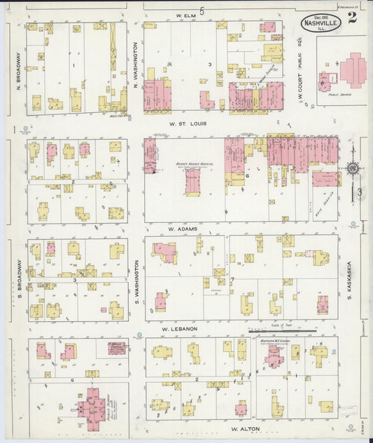 Sanborn Fire Insurance Map from Nashville, Washington County, Illinois (1915), Sheet #0002 - Historic Sanborn Fire Insurance Map Print, vintage old map wall art, antique decor, genealogy gift, Illinois Illinois map