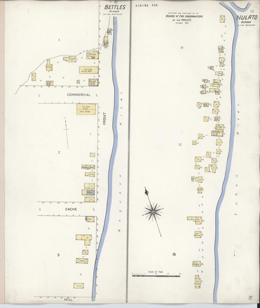 Sanborn Fire Insurance Map from Bettles, Yukon-koyukuk Census Division, Alaska (1908), Sheet #0001 - Historic Sanborn Fire Insurance Map Print, vintage old map wall art, antique decor, genealogy gift, Alaska Alaska map
