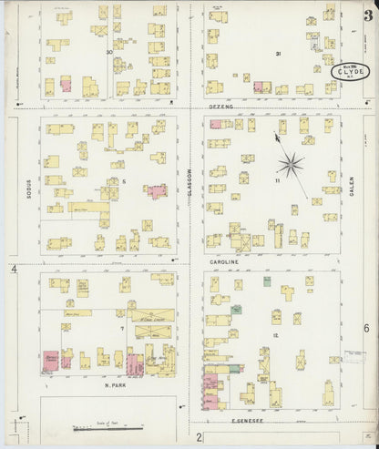 Sanborn Fire Insurance Map from Clyde, Wayne County, New York (1896), Sheet #0003 - Complete Map Set gallery image, historic Sanborn map, vintage wall art, New York New York
