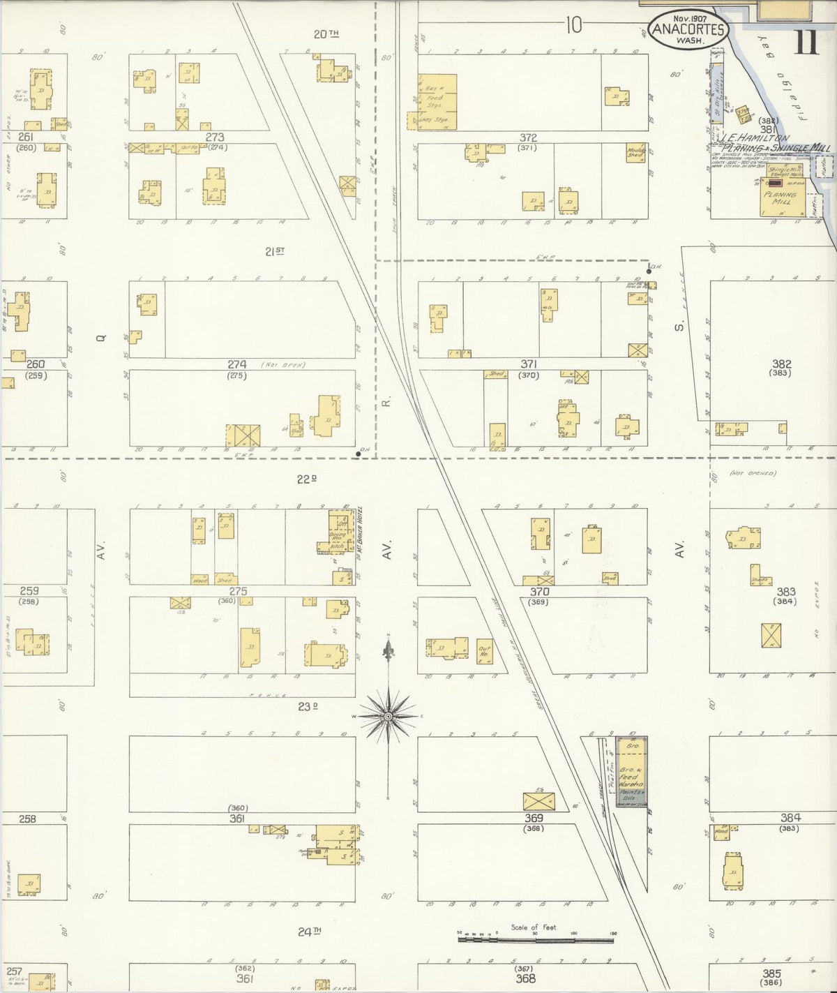 Sanborn Fire Insurance Map from Anacortes, Skagit County, Washington (1907), Sheet #0011 - Complete Map Set gallery image, historic Sanborn map, vintage wall art, Washington Washington