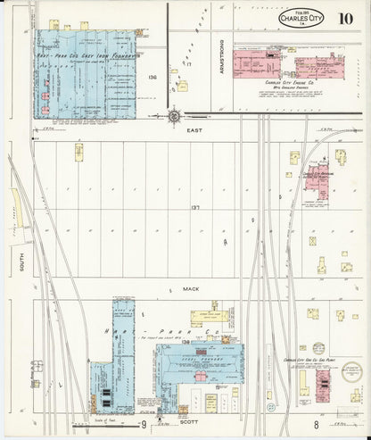 Sanborn Fire Insurance Map from Charles City, Floyd County, Iowa (1915), Sheet #0010 - Historic Sanborn Fire Insurance Map Print
