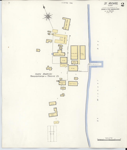 Sanborn Fire Insurance Map from Saint Michael, Nome Census Division, Alaska (1908), Sheet #0002 - Historic Sanborn Fire Insurance Map Print, vintage old map wall art, antique decor, genealogy gift, Alaska Alaska map