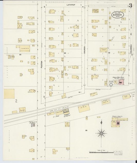 Sanborn Fire Insurance Map from Armada, Macomb County, Michigan (1907), Sheet #0003 - Historic Sanborn Fire Insurance Map Print, vintage old map wall art, antique decor, genealogy gift, Michigan Michigan map