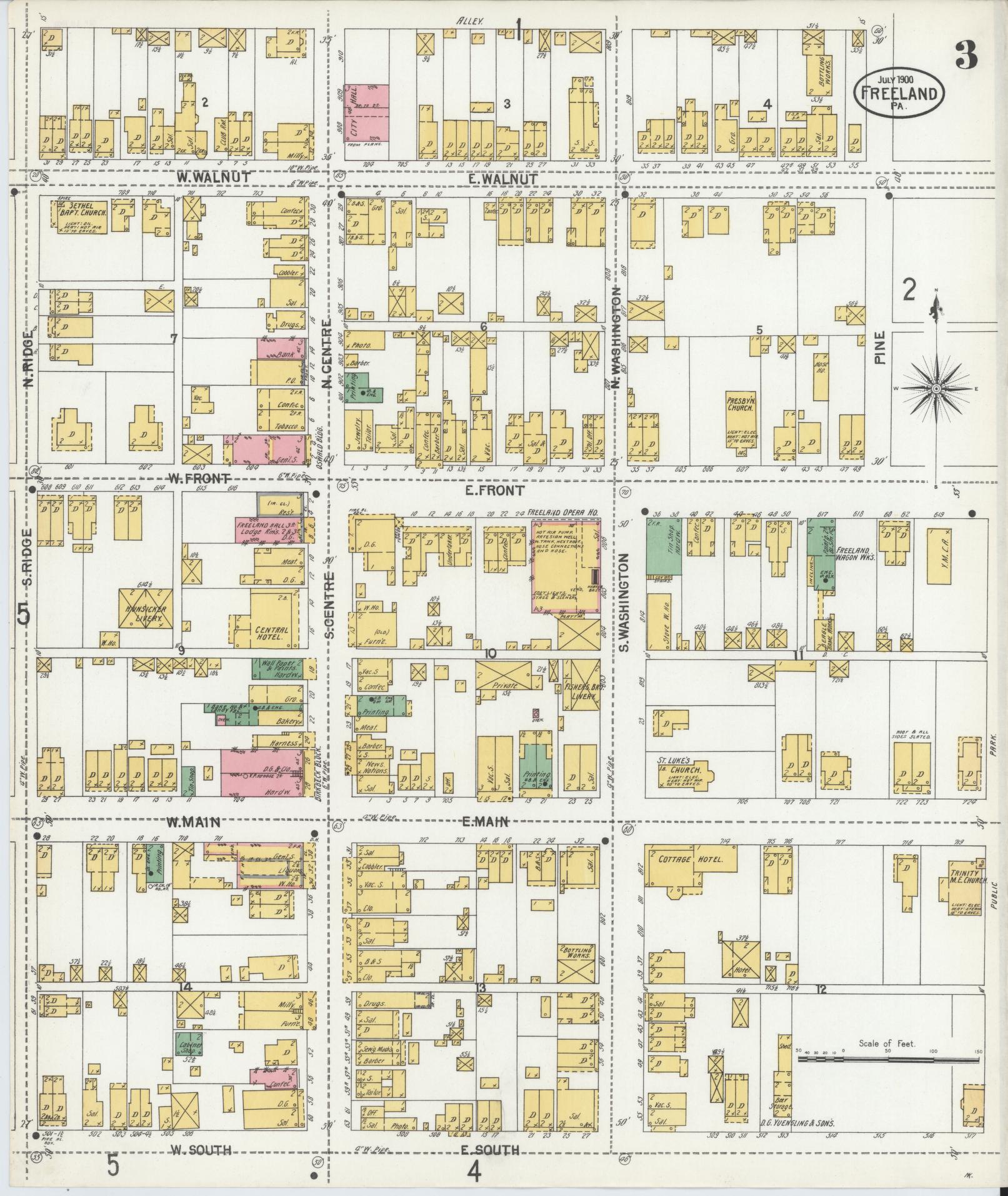 Sanborn Fire Insurance Map from Freeland, Luzerne County, Pennsylvania (1900), Sheet #0003 - Historic Sanborn Fire Insurance Map Print, vintage old map wall art, antique decor, genealogy gift, Pennsylvania Pennsylvania map