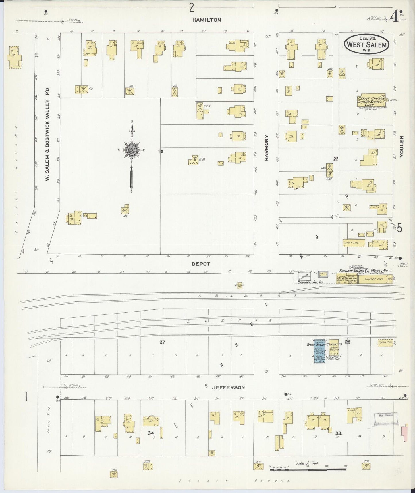Sanborn Fire Insurance Map from West Salem, La Crosse County, Wisconsin (1910), Sheet #0004 - Historic Sanborn Fire Insurance Map Print, vintage old map wall art, antique decor, genealogy gift, Wisconsin Wisconsin map