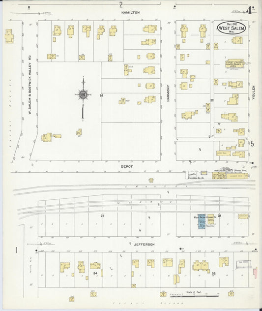Sanborn Fire Insurance Map from West Salem, La Crosse County, Wisconsin (1910), Sheet #0004 - Historic Sanborn Fire Insurance Map Print, vintage old map wall art, antique decor, genealogy gift, Wisconsin Wisconsin map