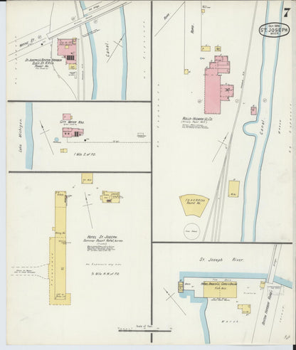 Sanborn Fire Insurance Map from Saint Joseph, Berrien County, Michigan (1896), Sheet #0007 - Complete Map Set gallery image, historic Sanborn map, vintage wall art, Michigan Michigan