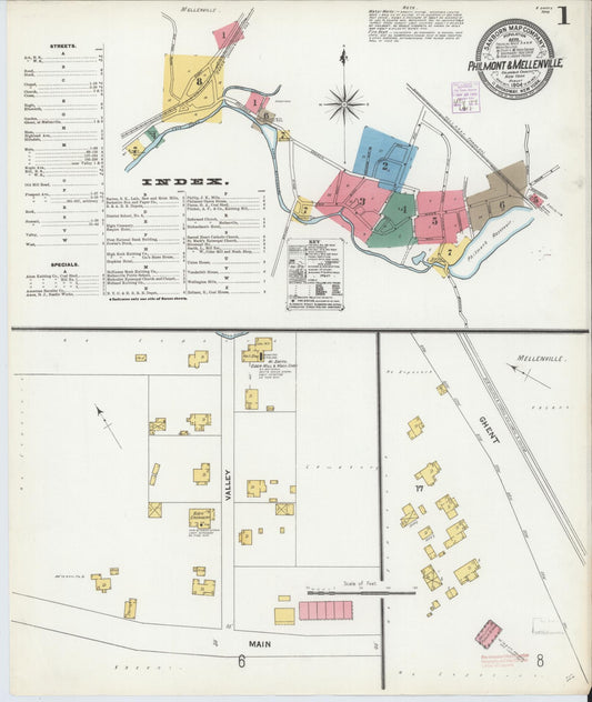 Sanborn Fire Insurance Map from Philmont, Columbia County, New York (1904), Sheet #0001 - Historic Sanborn Fire Insurance Map Print, vintage old map wall art, antique decor, genealogy gift, New York New York map