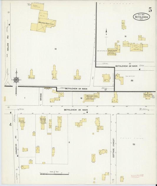 Sanborn Fire Insurance Map from Bethlehem, Grafton County, New Hampshire (1912), Sheet #0005 - Historic Sanborn Fire Insurance Map Print, vintage old map wall art, antique decor, genealogy gift, New Hampshire New Hampshire map
